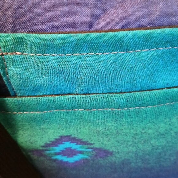 New Southwestern Sarape Satchel shoulder Bag Purse Blue Double handle Carryall - Picture 12 of 12